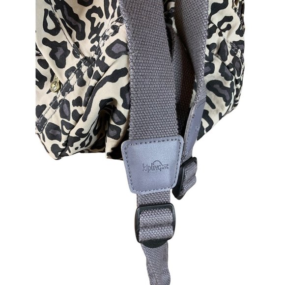 Kipling Gray Animal Print Backpack Medium Size - Picture 4 of 13